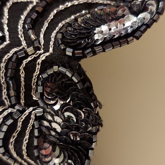 Vintage Papell Boutique Evening Black & Silver Beaded Trapeze Halter Top Size M - Picture 14 of 16